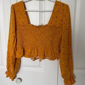 Orange Long Sleeve Crop Top